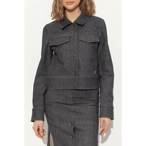 Courreges Utility Denim Trucker Jacket in Dark Heather Grey FR 44 US 12